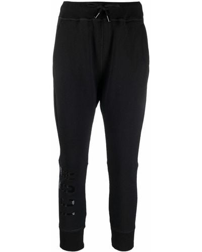 DSquared² Logo-print Tapered Cropped Pants - Black