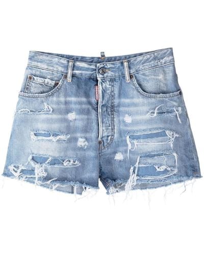 DSquared² Jeans-Shorts im Distressed-Look - Blau