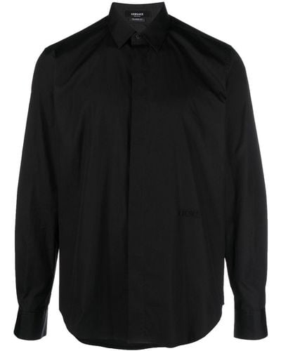 Versace Chemise à logo brodé - Noir