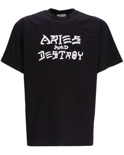 Aries Camiseta Vintage and Destroy - Negro