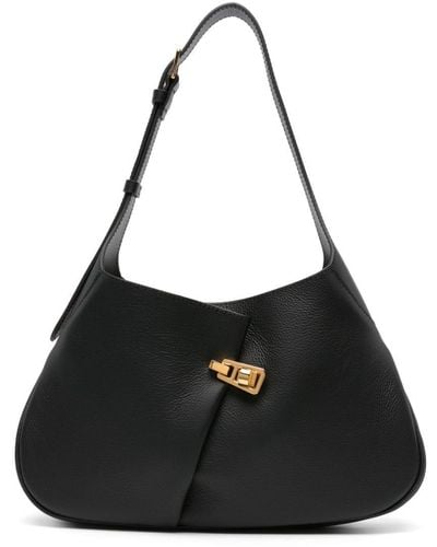 Coccinelle Folded-detail Leather Shoulder Bag - Black