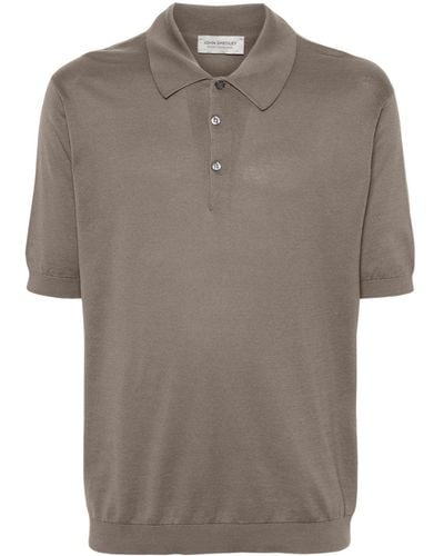 John Smedley Isis Knitted Cotton Polo Shirt - Brown