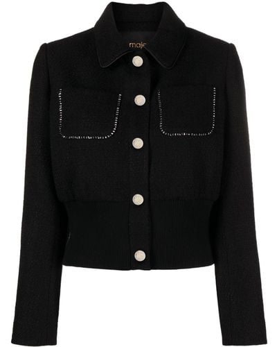 Maje Tailored Tweed Jacket - Black