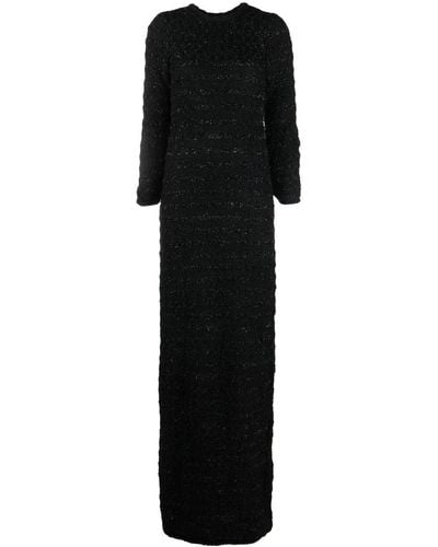 Balenciaga Robe en tweed à boutonnière au dos - Noir