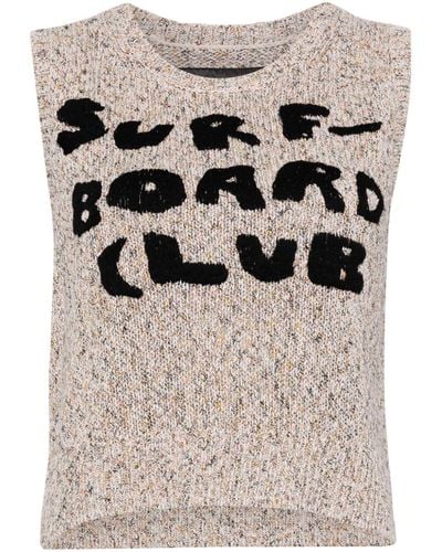 Stockholm Surfboard Club Logo-embroidered Knitted Vest - Grey