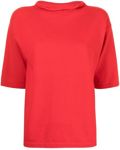 N.Peal Cashmere Funnel-neck Cashmere Top - Red