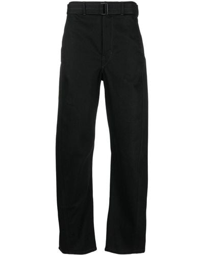 Lemaire Pantalones rectos con cinturón - Negro