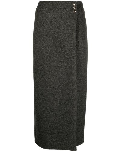 Khaite Terno Mélange-effect Maxi Wrap Skirt - Grey