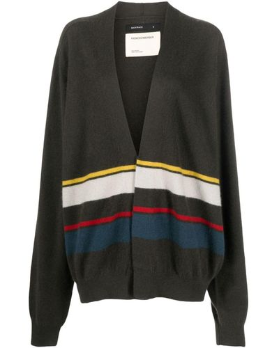 Frenckenberger Stripe-pattern Cashmere Cardigan - Black