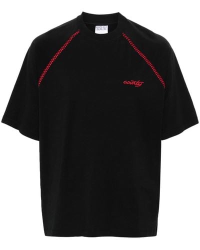 Marcelo Burlon Logo-embroidered Cotton T-shirt - Black