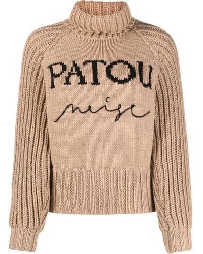Patou Intarsia-knit Logo Sweater - Brown