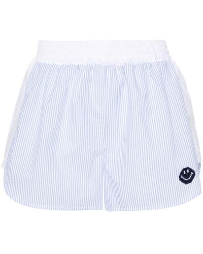 Joshua Sanders X Smiley Striped Cotton Shorts - White