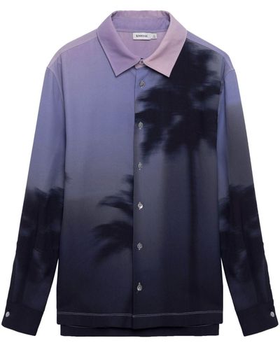 Jonathan Simkhai Finn Overhemd Met Palmboomprint - Blauw