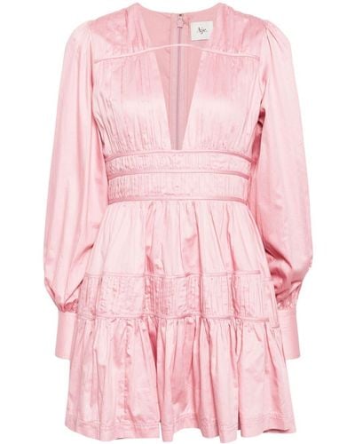 Aje. Tiered Pleated Minidress - Pink