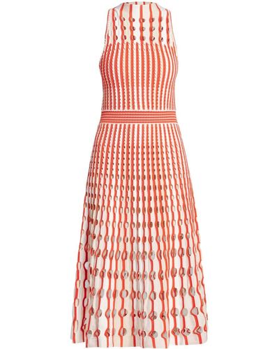 Jonathan Simkhai Nash Cut-out Stripe-pattern Midi Dress - レッド