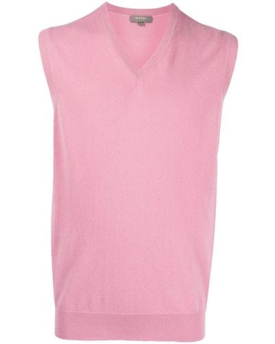 N.Peal Cashmere Gilet The Westminster con scollo a V - Rosa