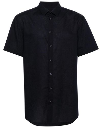 Giorgio Armani Short-sleeve Seersucker Shirt - Black