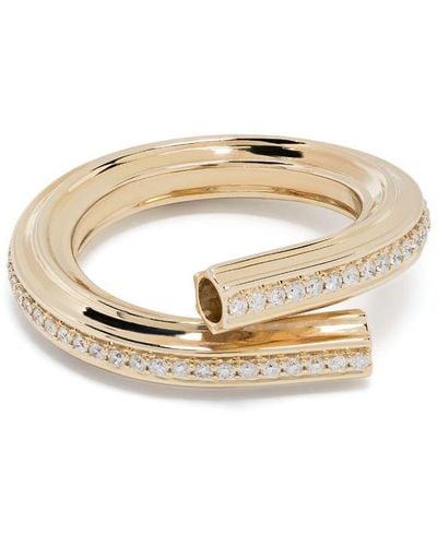 Adina Reyter 14kt Geelgouden Macaroni Eternity Ring Met Diamant - Metallic