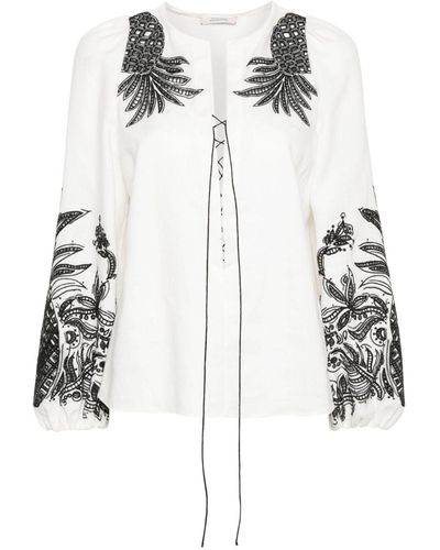 Dorothee Schumacher Linnen Blouse Met Veters En Geborduurde Ananas - Wit