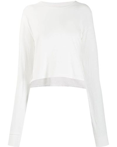 John Elliott Jersey Long-sleeved Cropped T-shirt - White