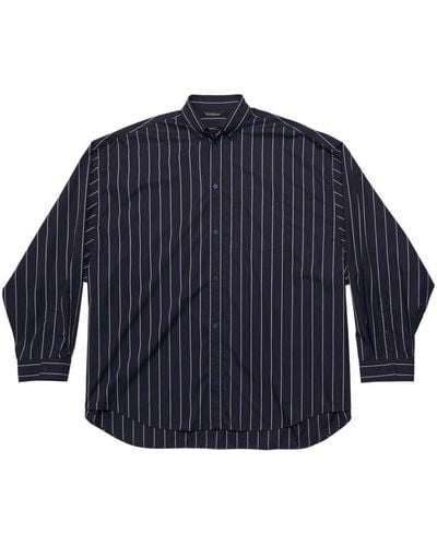 Balenciaga Logo-print Striped Shirt - Blue