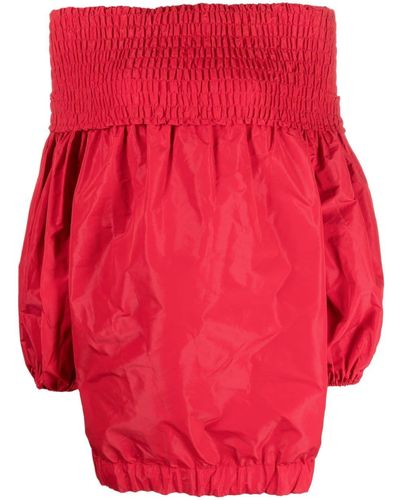 Patou Off-shoulder Long-sleeve Dress - Red