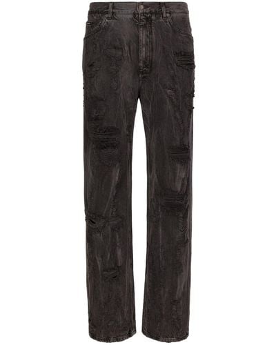 Dolce & Gabbana Jeans dritti con effetto vissuto - Nero