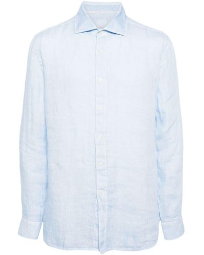 120% Lino Long-sleeved Linen Shirt - White