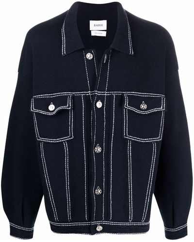 Barrie Oversized Cashmere Sweat Jacket - Blue
