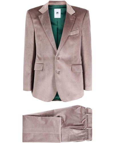 PT Torino Single-breasted Cotton Velvet Suit - Roze