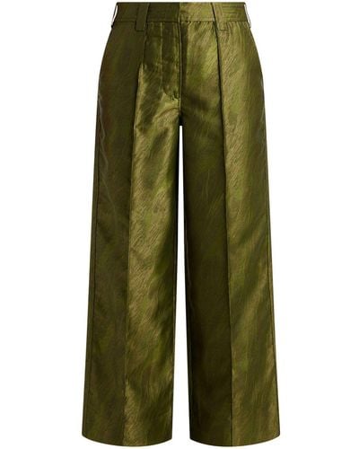 Ganni Jacquard-woven Wide-leg Pants - Green