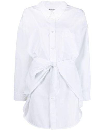 Balenciaga Knotted-front Shirt - White