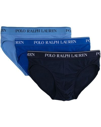 Polo Ralph Lauren Three Pack Logo Waistband Briefs - Blue