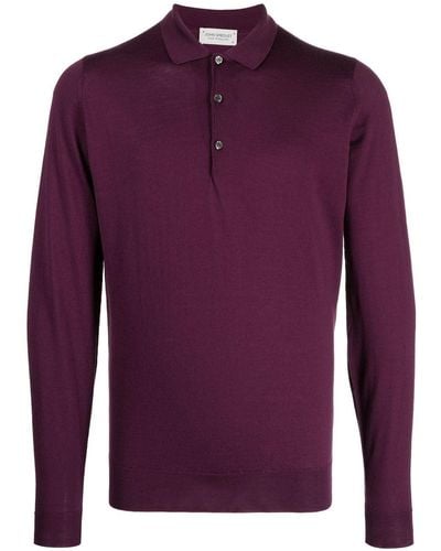 John Smedley Belper Wool Polo Shirt - Purple