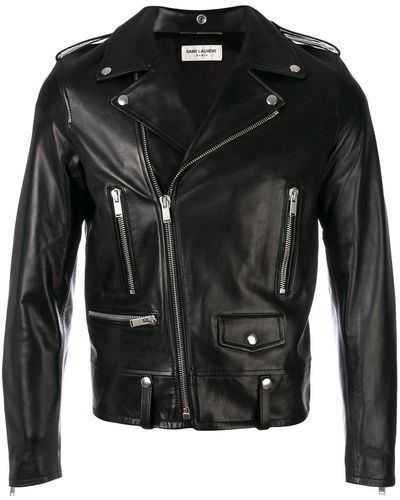 Saint Laurent Veste biker en cuir - Noir