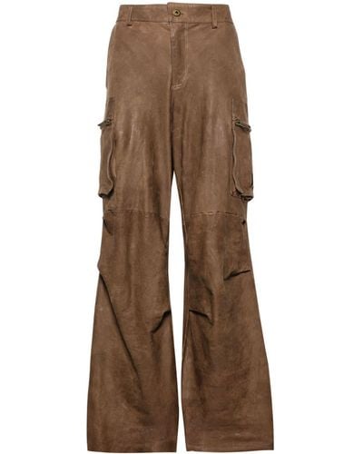 Salvatore Santoro Straight-leg Leather Cargo Trousers - Brown