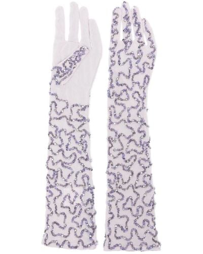 retroféte Poppy Handschoenen Met Pailletten - Wit