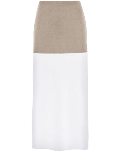 Ferragamo Two-tone High-waisted Skirt - White