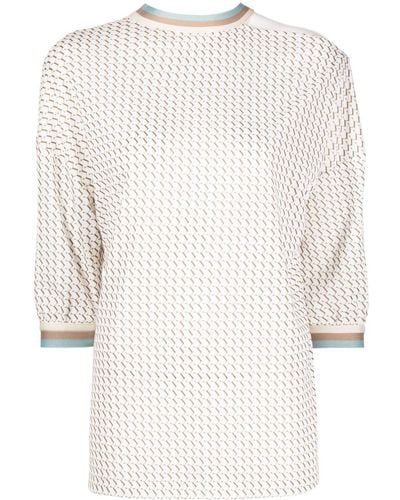 Saiid Kobeisy Graphic-print Jersey-knit Blouse - White