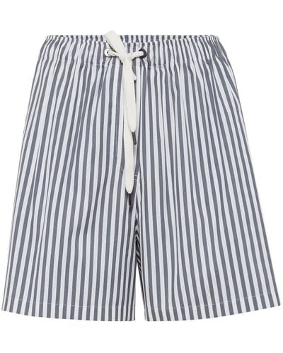 Brunello Cucinelli Striped Cotton-silk Bermuda Shorts - Blue