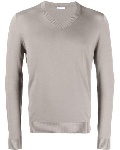 Malo V-neck Rib-trimmed Sweater - Grey