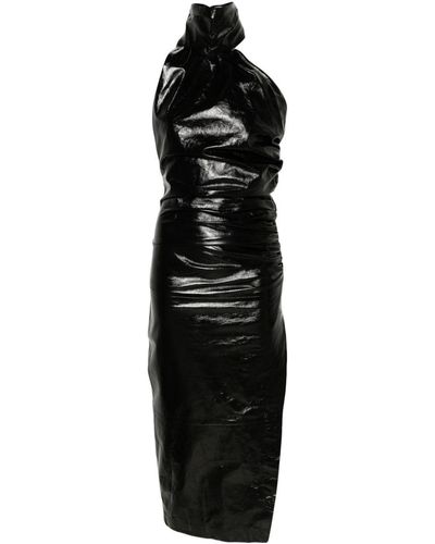 Manokhi Leren Maxi-jurk - Zwart