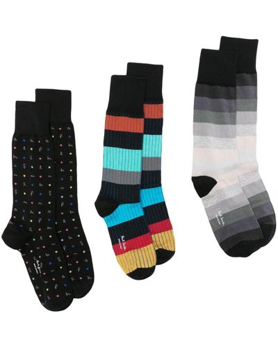 Paul Smith Mix-pattern Cotton-blend (pack Of Three) - Black
