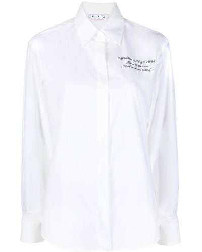 Off-White c/o Virgil Abloh Camisa con logo bordado - Blanco