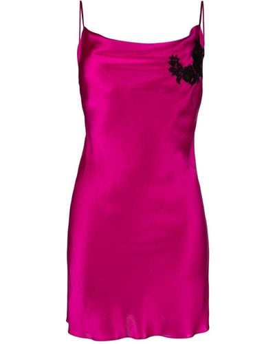 Gilda & Pearl Lace-appliqué Silk Nightdress - Pink