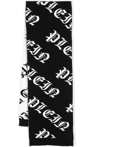 Philipp Plein Gothic Plein Intarsia-knit Scarf - Black