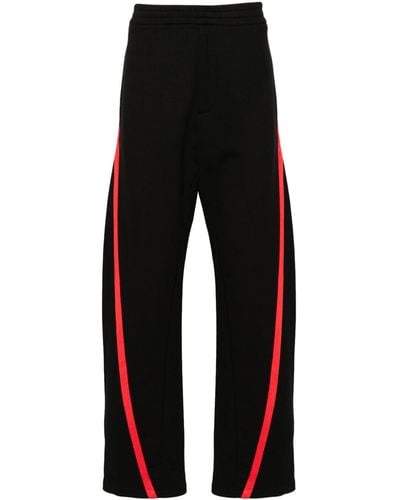 Alexander McQueen Striped Mid-rise Track Trousers - Black