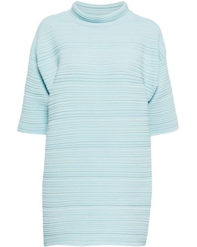 Pleats Please Issey Miyake Crepe Knit pleated top - Bleu