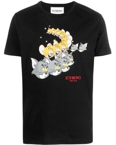 Iceberg T-shirt Met Print - Zwart