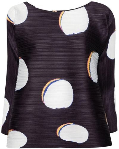 Pleats Please Issey Miyake Blusa con stampa Bean Dots